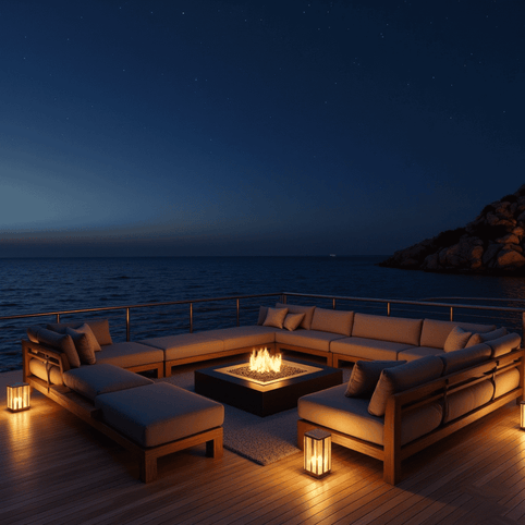 Set de muebles de exterior de noche